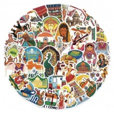 Set 50 Stickers La India Decorativos Viaje Cultura País